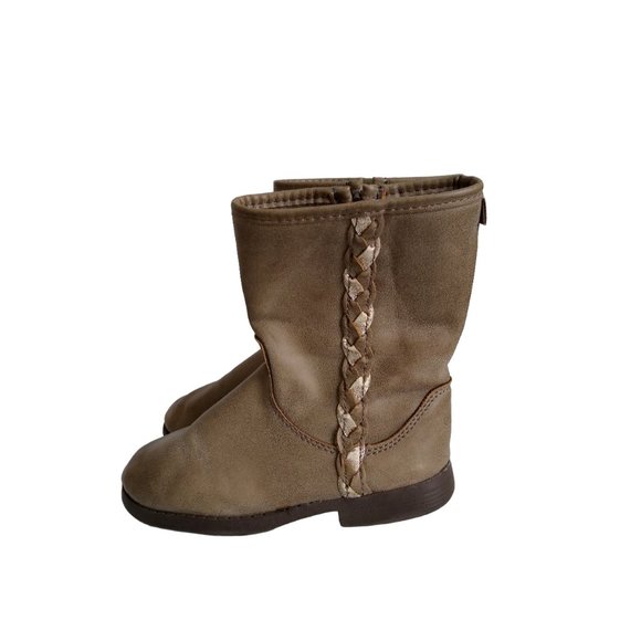 OshKosh B’gosh Girls Camel Braided Boots, Size 12M, Girls Boots - Picture 3 of 8
